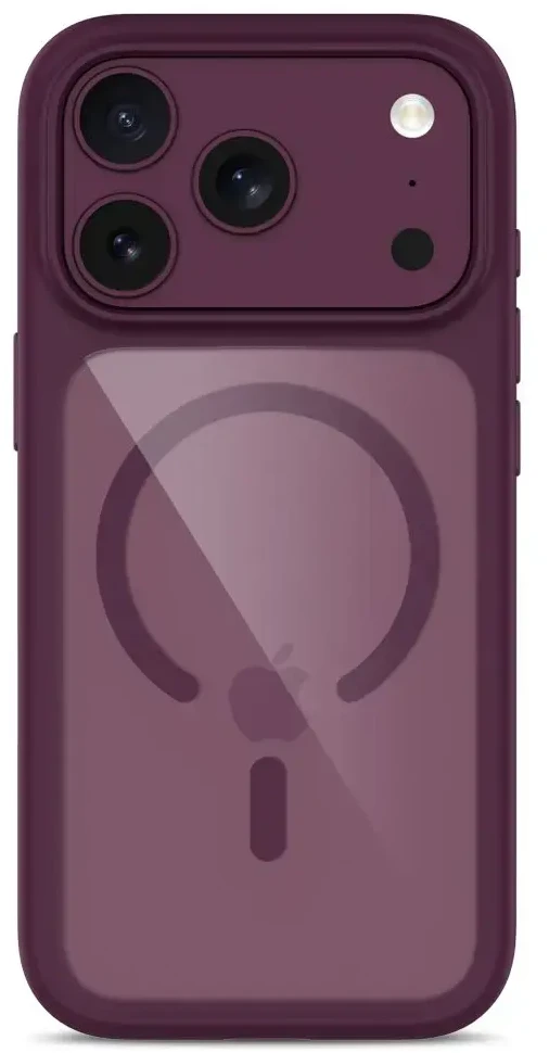 Tech-Protect MagOne CC MagSafe Case + Tempered Glass 2 vnt. for iPhone 18 Pro / 17 Pro - Clear Burgundy