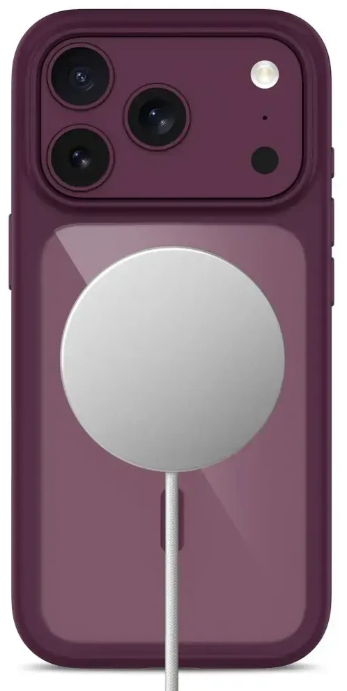 Tech-Protect MagOne CC MagSafe Case + Tempered Glass 2 vnt. for iPhone 18 Pro Max / 17 Pro Max - Clear Burgundy