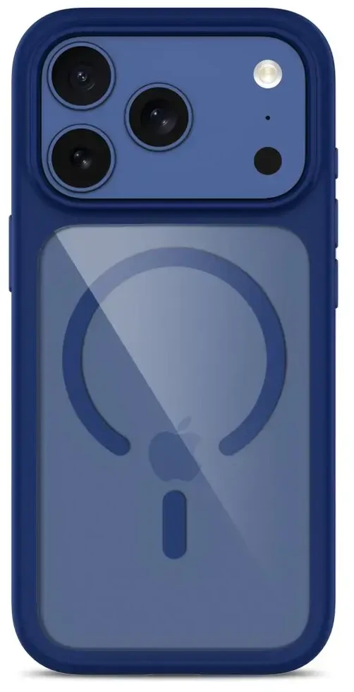 Tech-Protect MagOne MagSafe CC Case + Tempered Glass 2 vnt. for iPhone 18 Pro Max / 17 Pro Max - Clear Navy Mėlyna