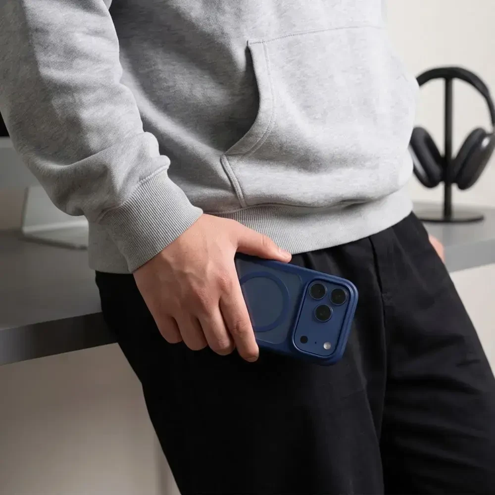 Tech-Protect MagOne MagSafe CC Case + Tempered Glass 2 vnt. for iPhone 18 Pro Max / 17 Pro Max - Clear Navy Mėlyna