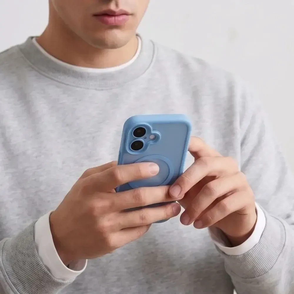 Dėklas TECH-PROTECT MAGPEAK MAGSAFE CC IPHONE 17 matinis ūkanotai mėlynas