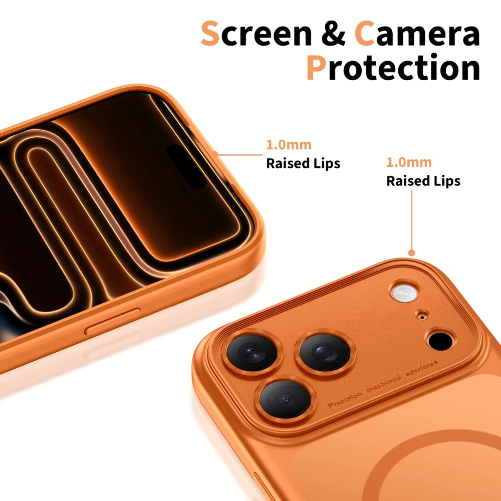 „Tech-Protect Magpeak Magsafe CC“ dėklas, skirtas „iPhone 17 Pro Max“ – matinis oranžinis