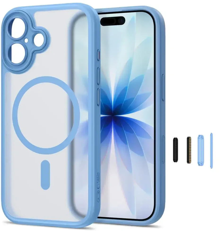 Dėklas TECH-PROTECT MAGPEAK MAGSAFE CC IPHONE 17 matinis ūkanotai mėlynas