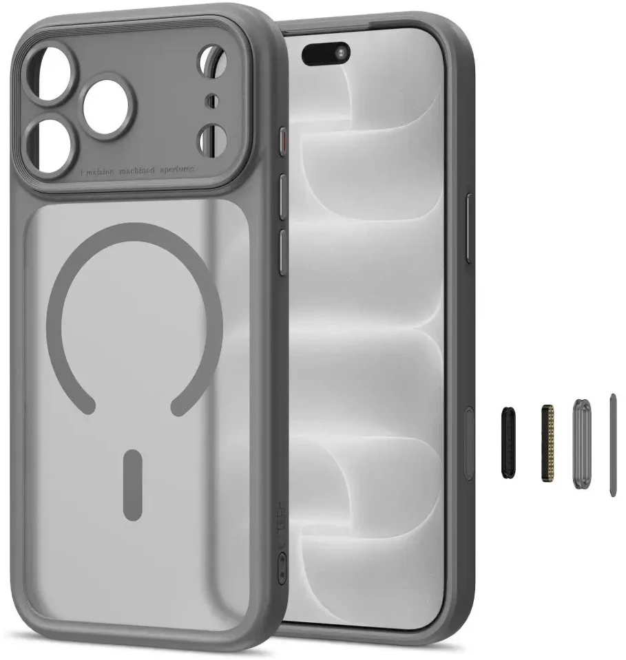 Dėklas TECH-PROTECT MAGPEAK MAGSAFE CC IPHONE 17 PRO / 18 PRO matinis titanas