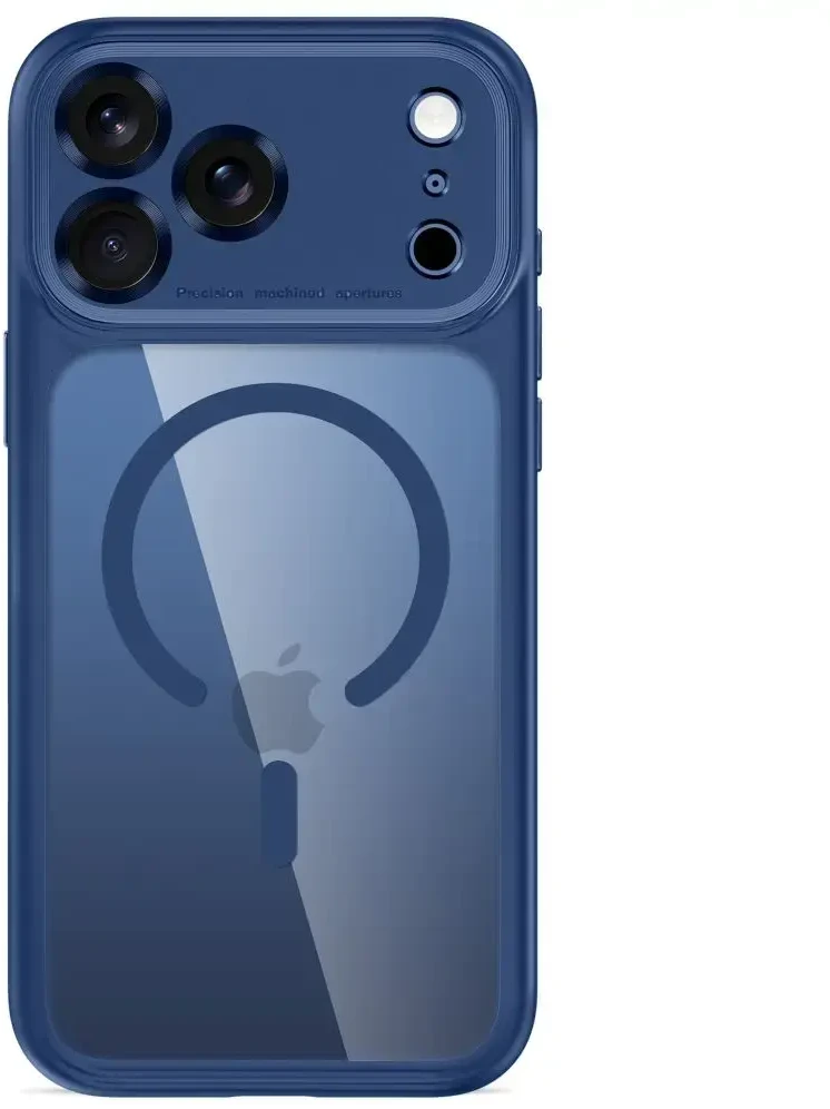 Dėklas TECH-PROTECT MAGPEAK MagSafe CC iPhone 17 Pro Max / 18 Pro Max TAMSIAI MĖLYNAS/SKAIDRUS