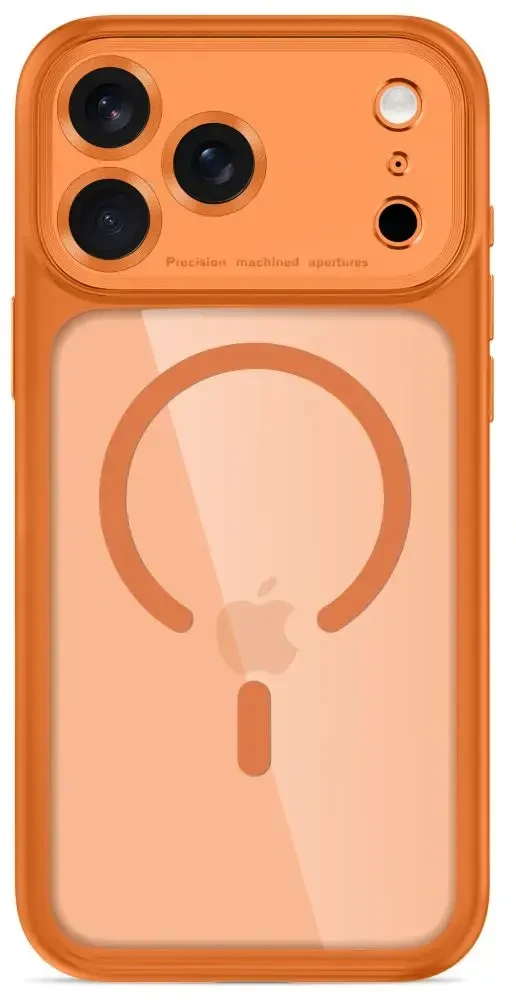 Dėklas TECH-PROTECT MAGPEAK MagSafe CC iPhone 17 Pro Max / 18 Pro Max KOSMINĖ ORANŽINĖ/SKAIDRI