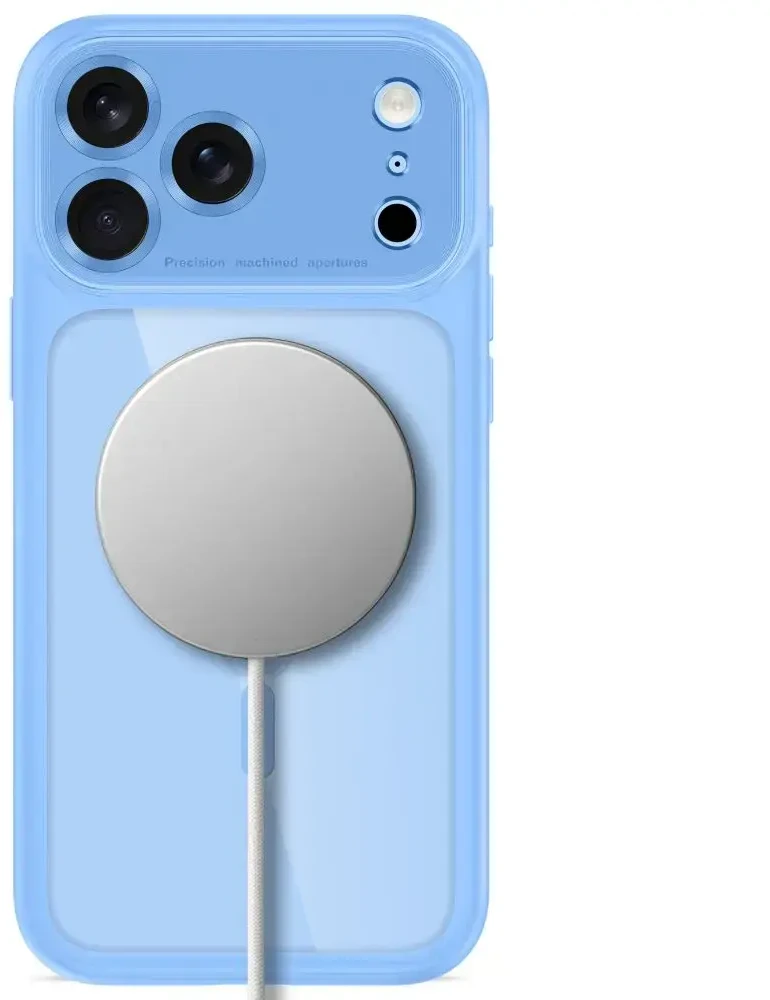 Dėklas TECH-PROTECT MAGPEAK MagSafe CC iPhone 17 Pro Max / 18 Pro Max ŠVIESIAI MĖLYNAS/SKAIDRUS