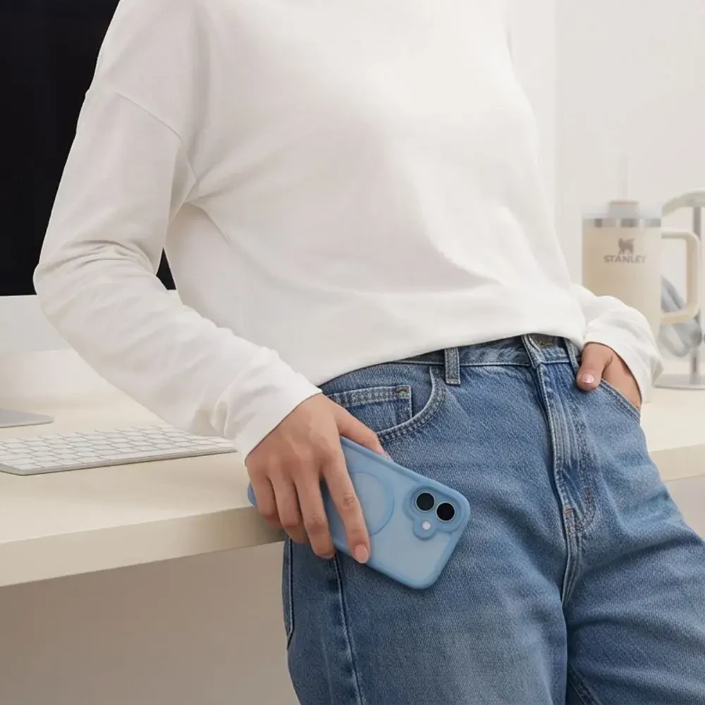 Dėklas TECH-PROTECT MAGPEAK MAGSAFE CC IPHONE 17 matinis ūkanotai mėlynas
