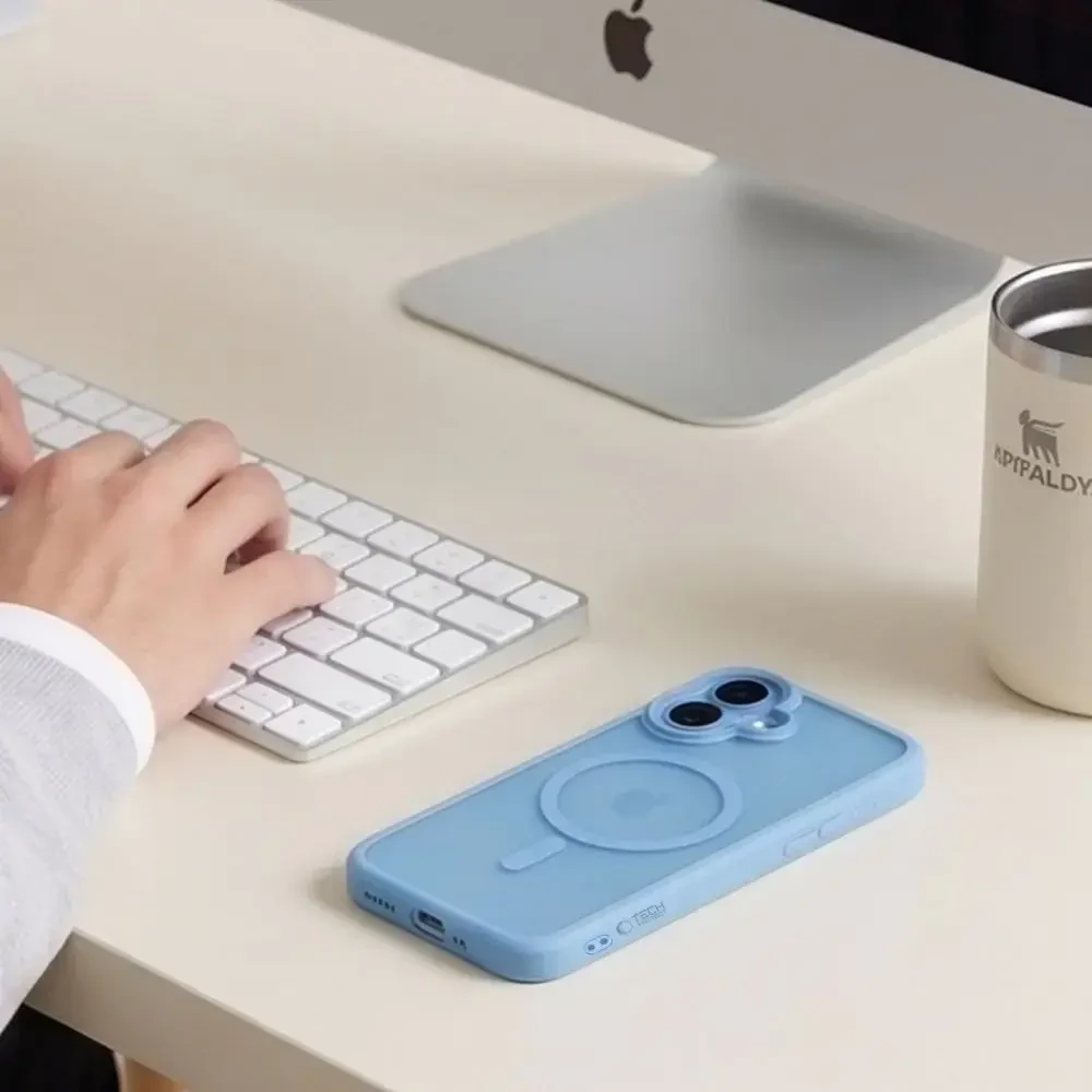Dėklas TECH-PROTECT MAGPEAK MAGSAFE CC IPHONE 17 matinis ūkanotai mėlynas
