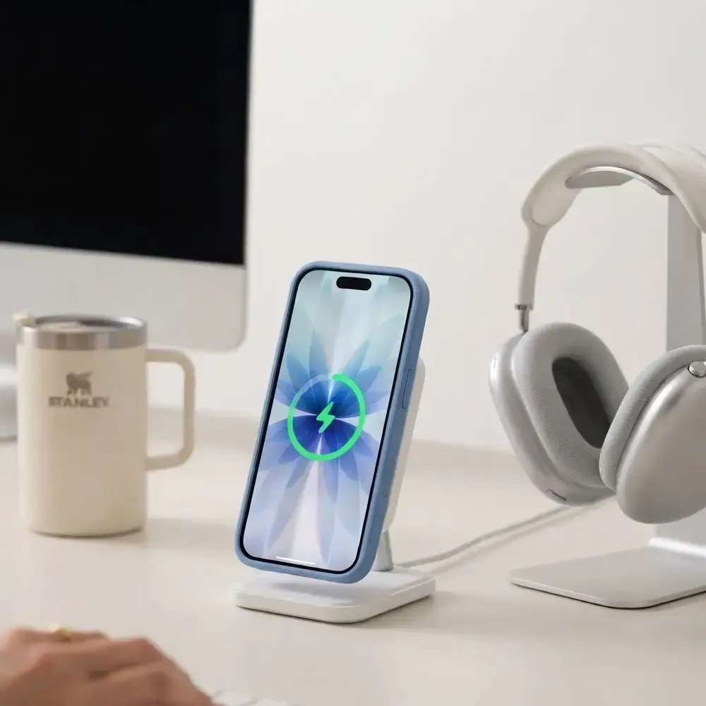 Dėklas TECH-PROTECT MAGPEAK MAGSAFE CC IPHONE 17 matinis ūkanotai mėlynas