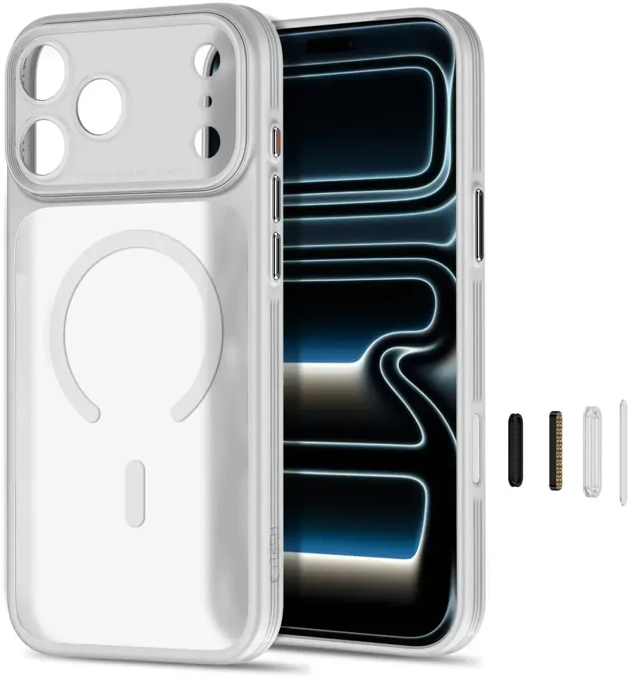 Tech-Protect MagPrime MagSafe CC dėklas, skirtas iPhone 18 Pro Max / 17 Pro Max - matinė pilka