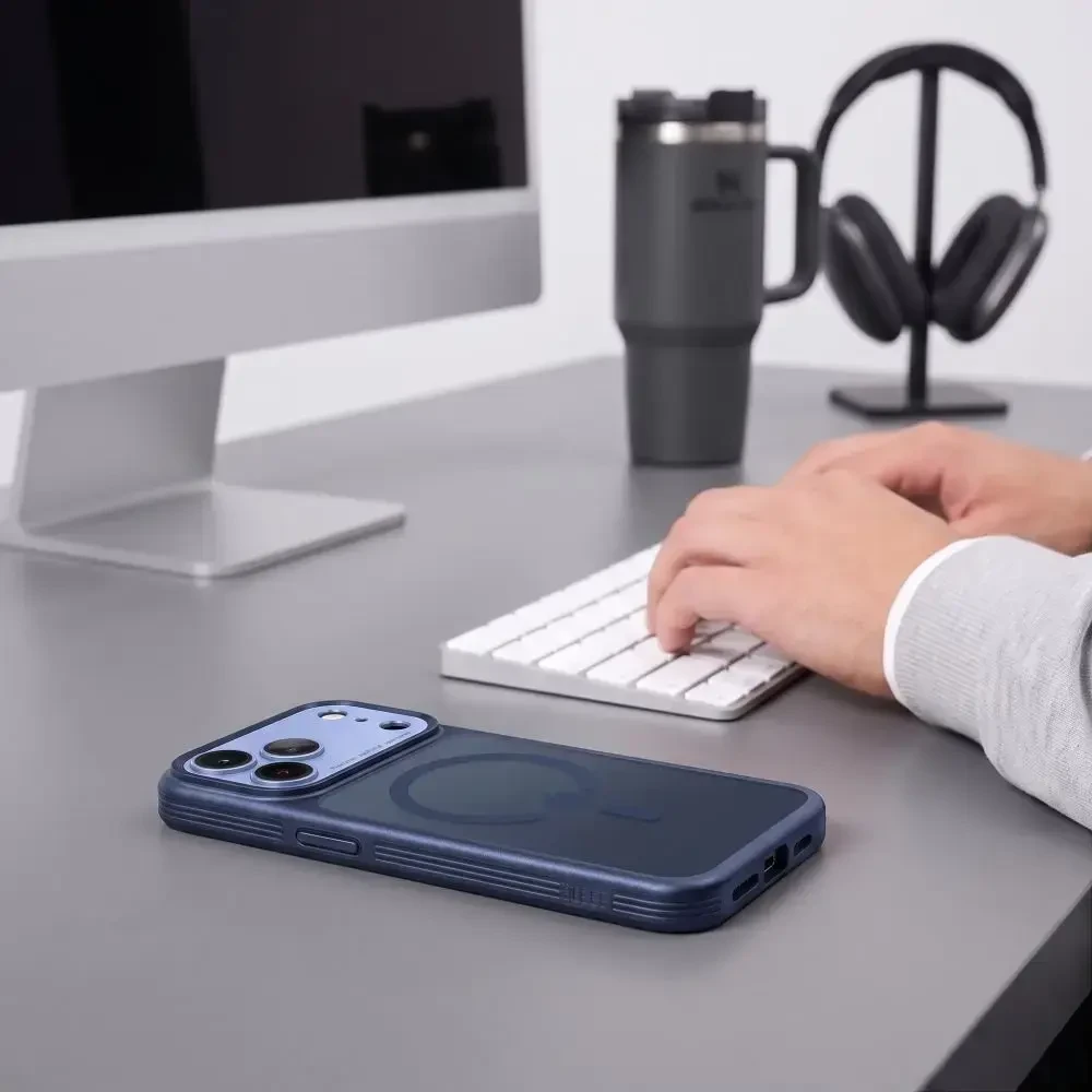 Dėklas Tech-Protect MagPrime MagSafe CC Case, skirtas iPhone 18 Pro / 17 Pro - matinis tamsiai mėlynas