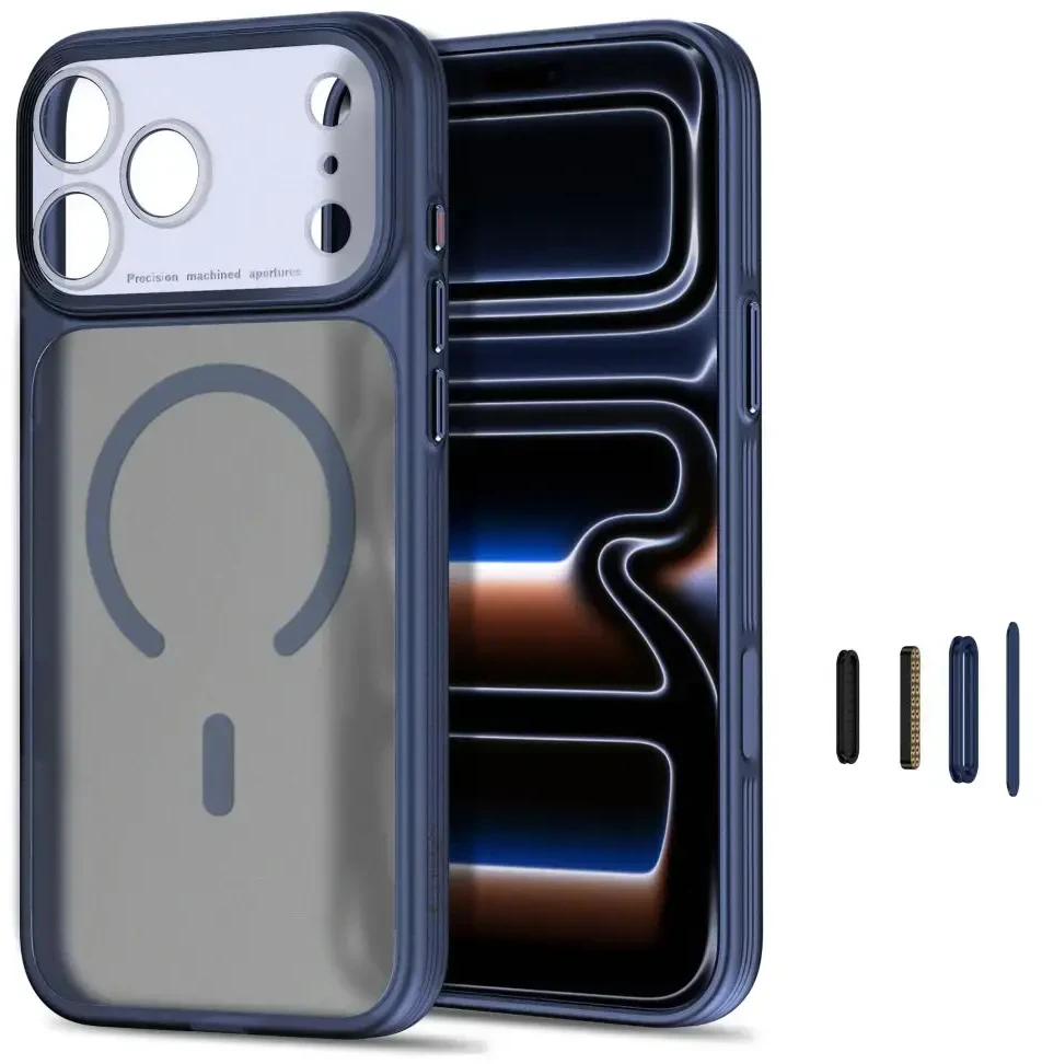 Tech-Protect MagPrime MagSafe dėklas „CC“ iPhone 18 Pro Max / 17 Pro Max – matinis tamsiai mėlynas