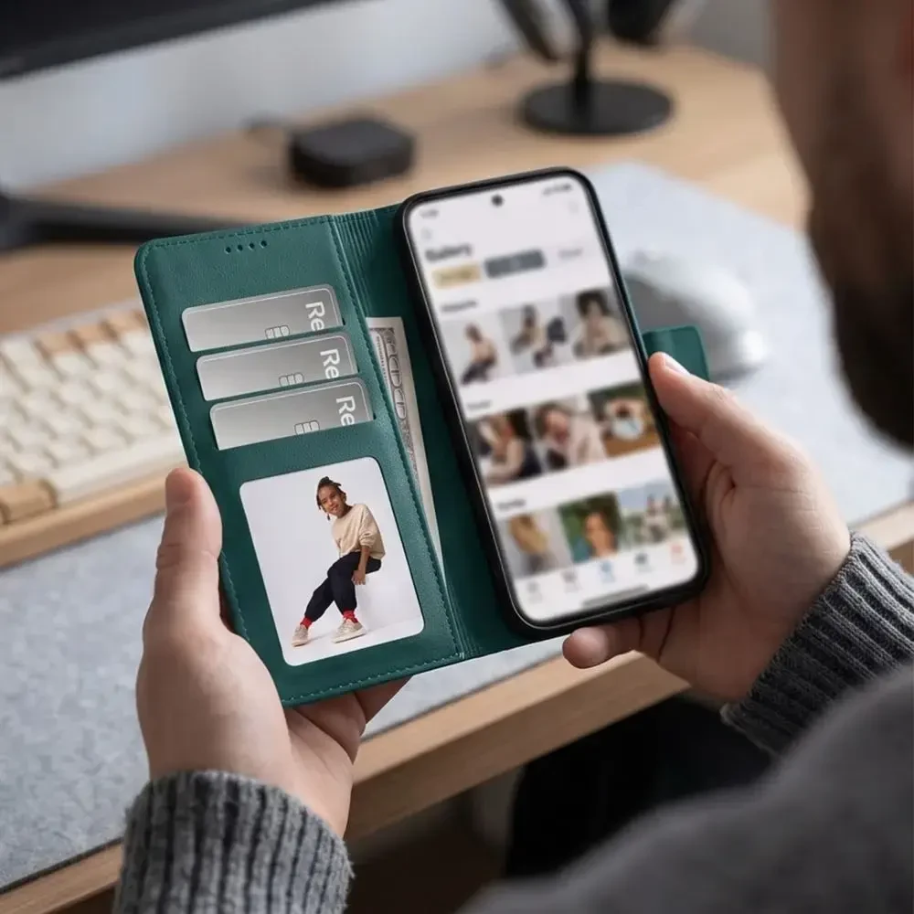 Dėklas TECH-PROTECT WALLET XIAOMI REDMI NOTE 17 PRO 5G Žalias