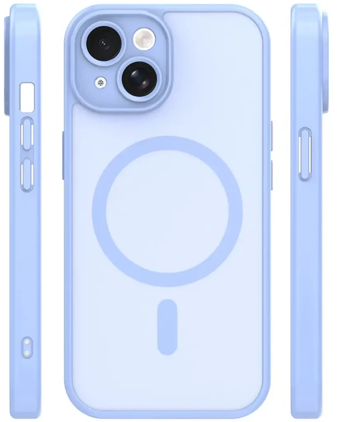 Telforceone „Mag Matt“ dėklas, skirtas „iPhone 15 6,1“ telefonui, šviesiai mėlynas, su apsauga nuo kameros.