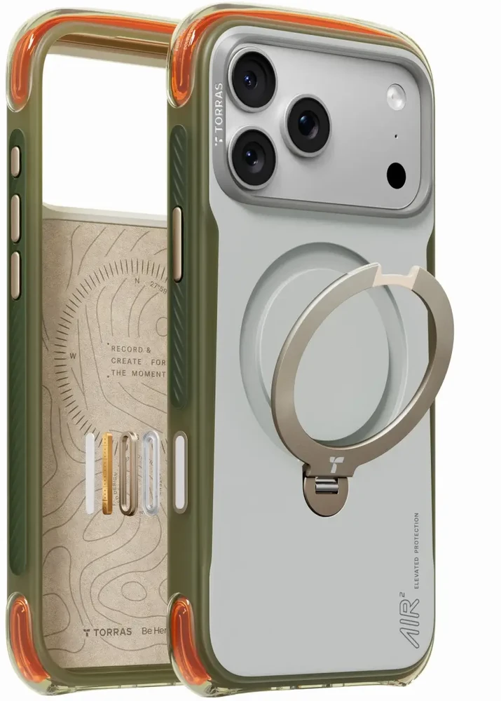 Dėklas Torras Ostand Q3 Air Pro, alpine marble baltas – iPhone 18 Pro/17 Pro