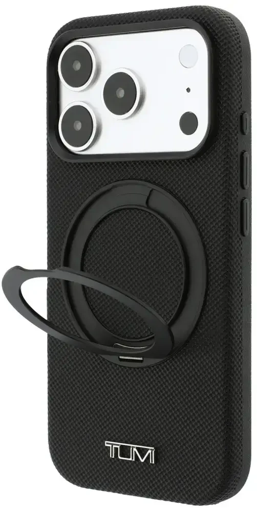 Dėklas Tumi Ballistic with Ring Stand MagSafe do iPhone 18 Pro / 17 Pro juoda