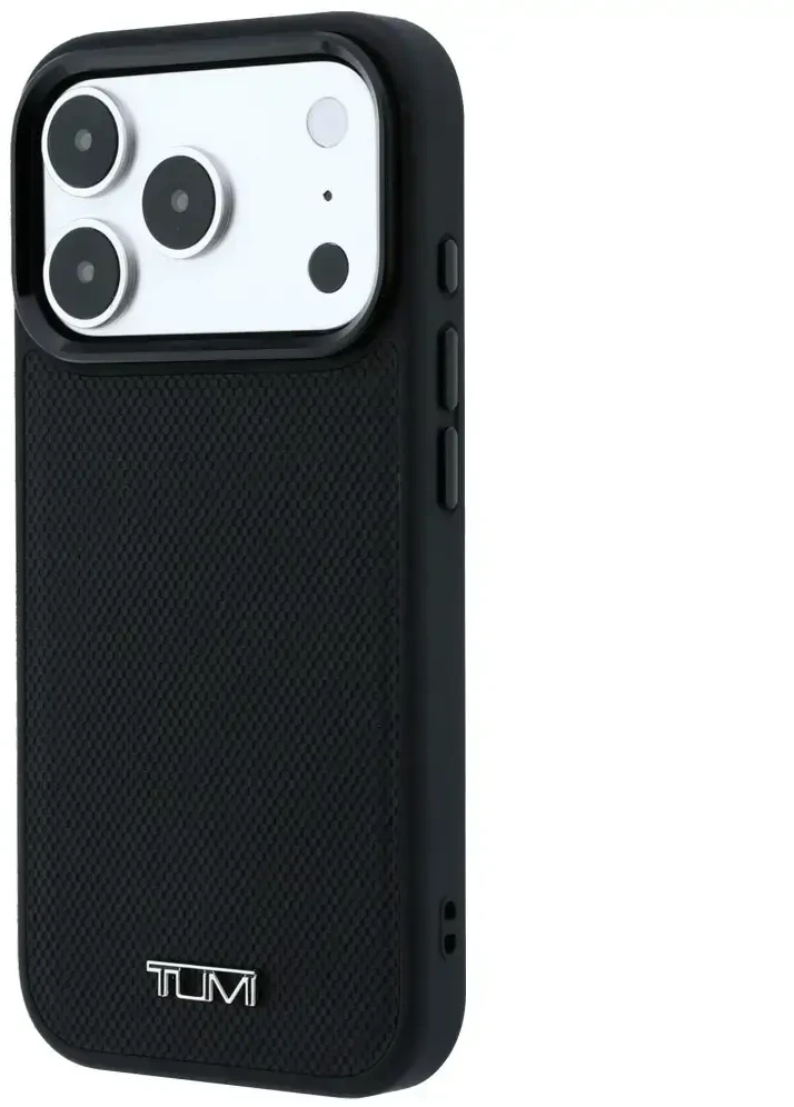 Dėklas Tumi Leather Ballistic Pattern MagSafe do iPhone 18 Pro Max / 17 Pro Max juoda