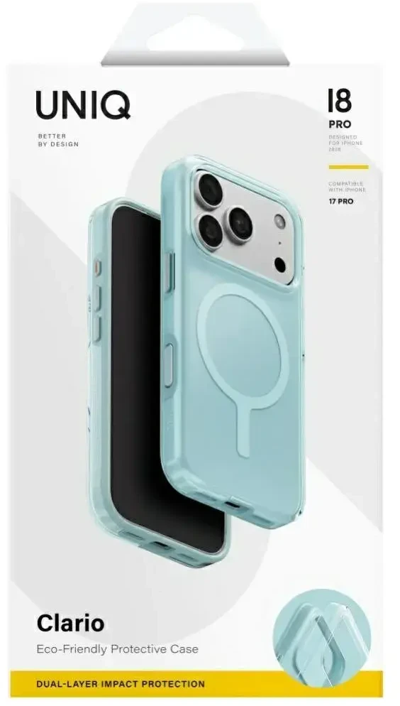 Dėklas UNIQ Clario skirtas iPhone 18 Pro / 17 Pro Magclick Charging mėtų spalvos
