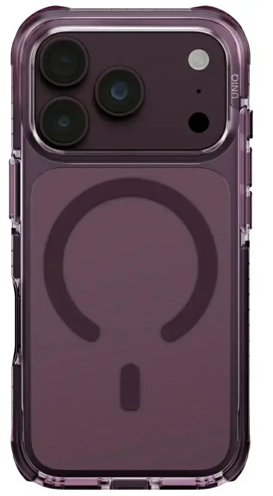 Dėklas UNIQ Combat, skirtas iPhone 18 Pro / 17 Pro, su Magclick Charging funkcija, burgundo spalvos