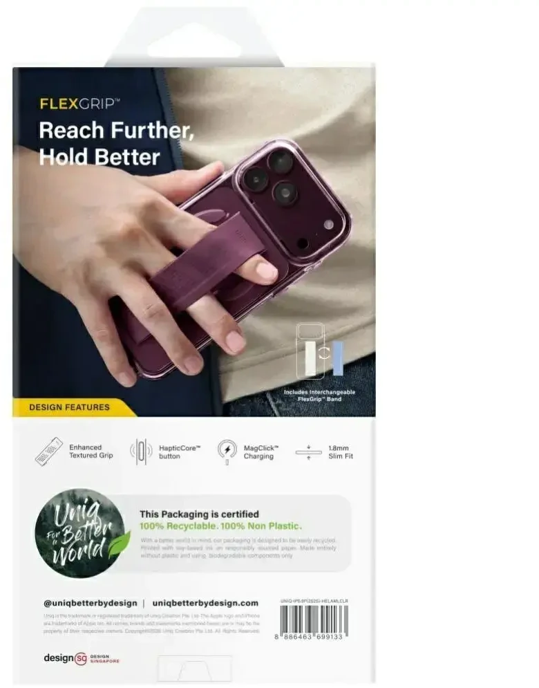 Dėklas UNIQ Heldro Air, skirtas iPhone 18 Pro / 17 Pro, Magclick Charging, skaidrus