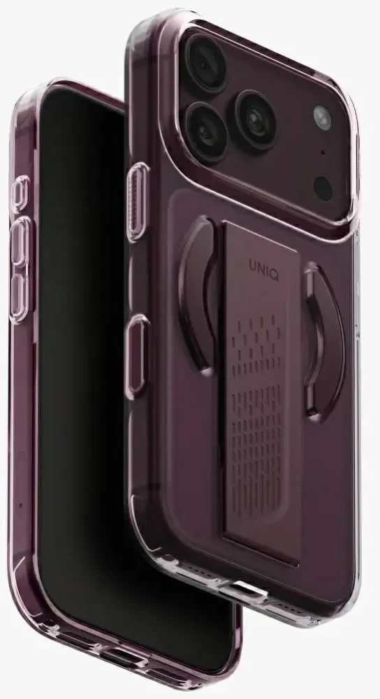 Dėklas UNIQ Heldro Air, skirtas iPhone 18 Pro / 17 Pro, su Magclick Charging, burgundo spalvos