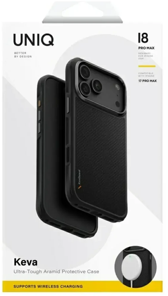 Dėklas UNIQ Keva, skirtas iPhone 18 Pro Max / 17 Pro Max, Magclick Charging, juodos spalvos