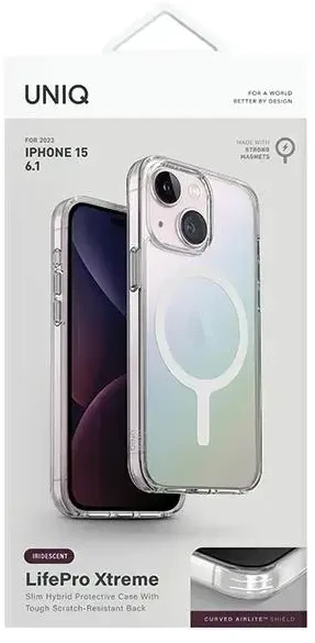Dėklas Uniq LifePro Xtreme MagClick apsauginis dangtelis skirtas Apple iPhone 15 Iridescent