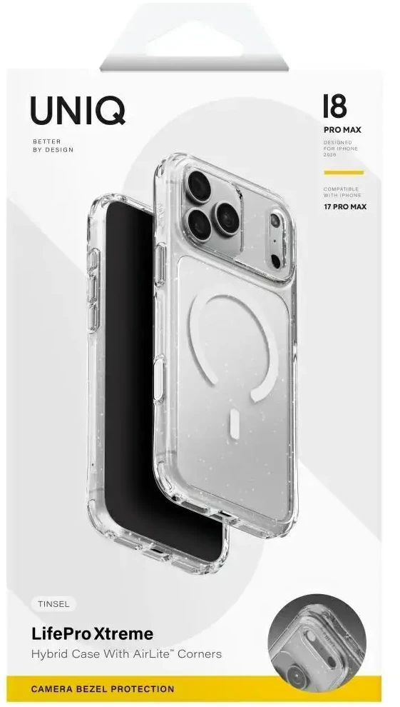 Dėklas UNIQ LifePro Xtreme, skirtas iPhone 18 Pro Max / 17 Pro Max, su Magclick Charging, skaidrus/blizgus
