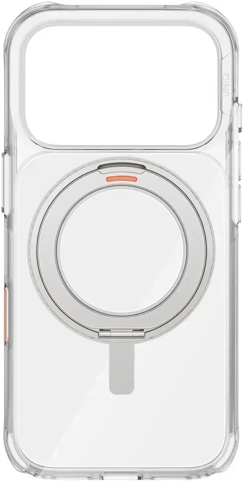 UNIQ Swivix dėklas, skirtas iPhone 17 Pro, su 360° besisukančiu stovu, skaidrus