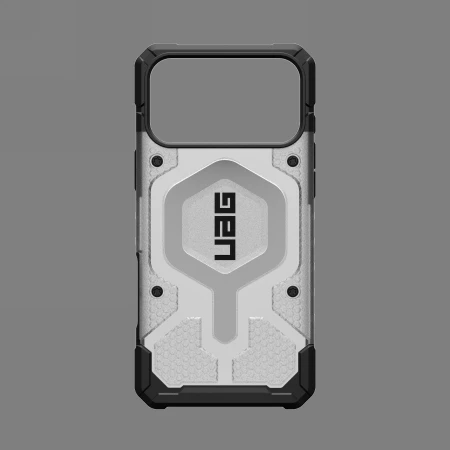 Dėklas „Urban Armor Gear“ „UAG Pathfinder Clear Magsafe“, „Ice“ / „Sidabrinis“ – „iPhone 17 Pro Max“
