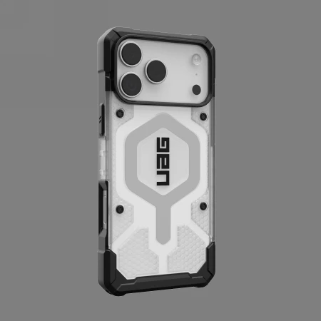 Dėklas „Urban Armor Gear“ „UAG Pathfinder Clear Magsafe“, „Ice“ / „Sidabrinis“ – „iPhone 17 Pro Max“