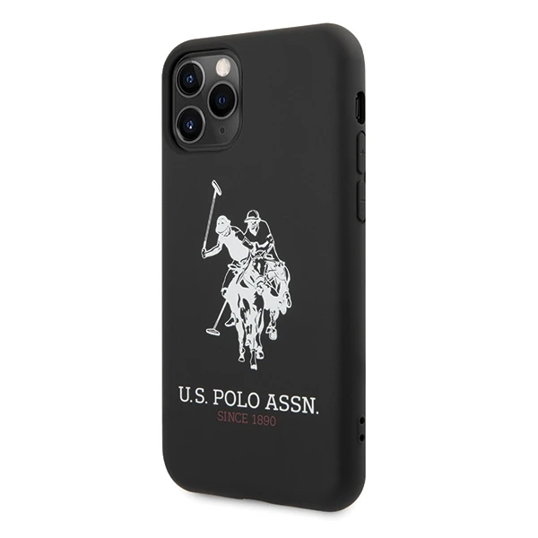 Dėklas „Us Polo Assn US Polo“ USHCN65SLHRBK „iPhone 11 Pro Maxjuodos spalvos silikoninė kolekcija“