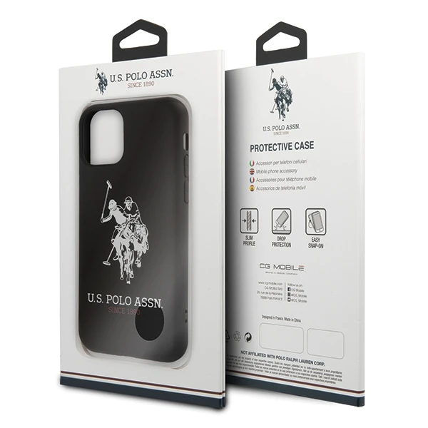 Dėklas „Us Polo Assn US Polo“ USHCN65SLHRBK „iPhone 11 Pro Maxjuodos spalvos silikoninė kolekcija“