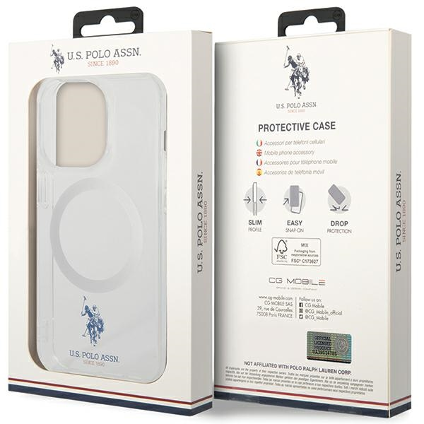 Us Polo Assn US Polo USHMP15LUCIT Apple iPhone 15 Pro 6.1" dėklas telefonui skaidrus MagSafe Collection