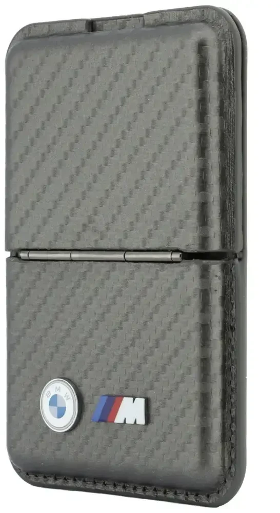 Dėklas Portfel BMW M Carbon Metal Logos MagSafe antracito