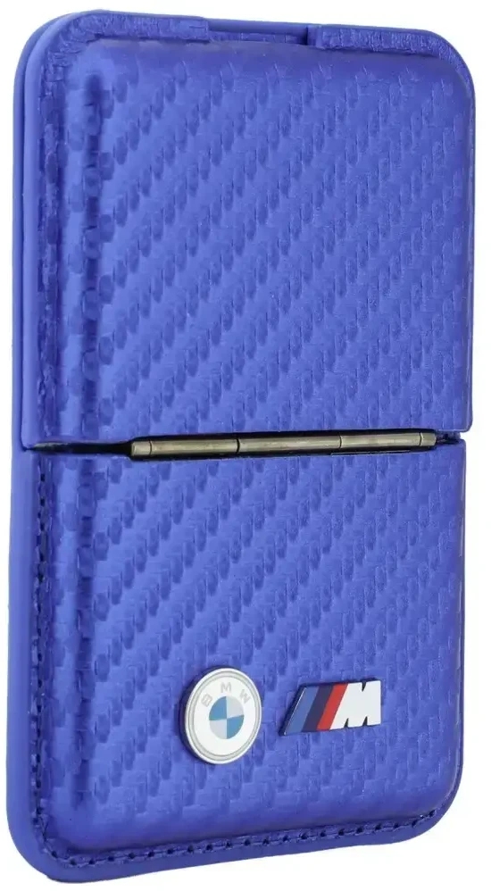 Dėklas Portfel BMW M Carbon Metal Logos MagSafe mėlyna