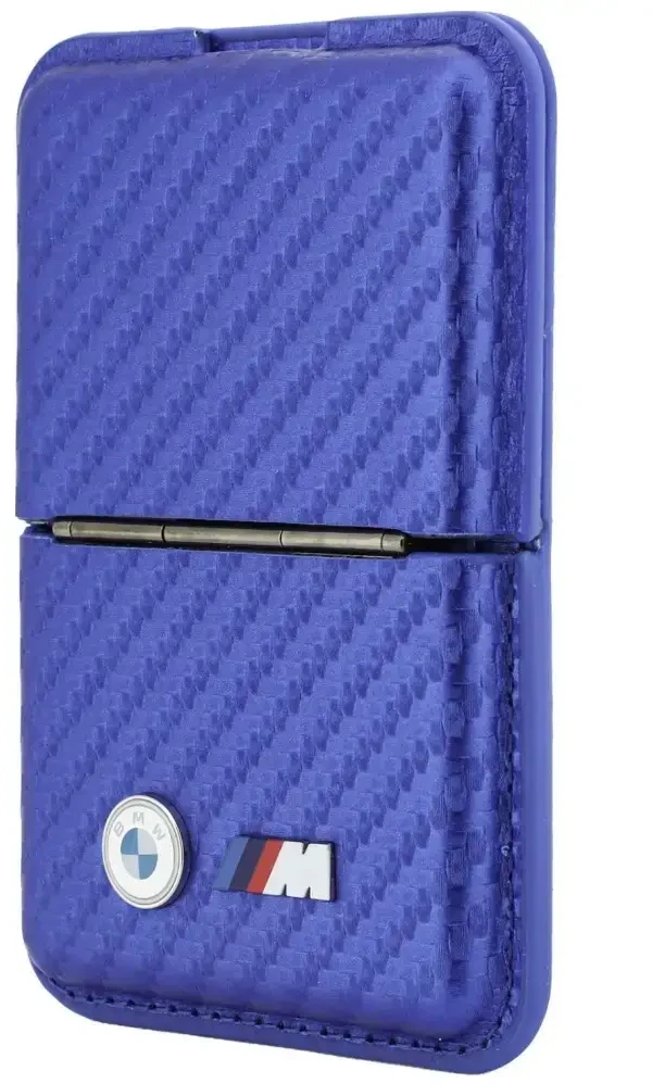 Dėklas Portfel BMW M Carbon Metal Logos MagSafe mėlyna