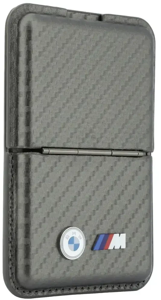 Dėklas Portfel BMW M Carbon Metal Logos MagSafe antracito