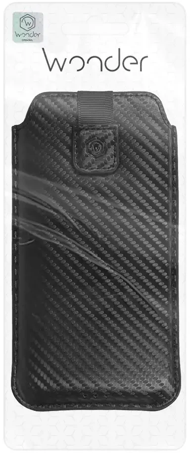 Wonder CARBON dėklas telefonui (Dydis L) Apple iPhone 13 Mini/12 Mini/SE 2020/2022/7/8 juodos spalvos