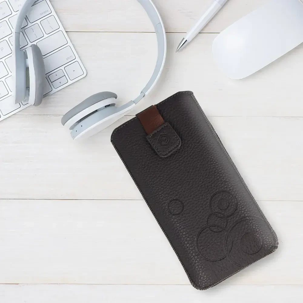 WONDER Deko Pouch dėklas (Size XXL) skirtas Samsung S25 Ultra/S24 Ultra/M35/M23/A16 5G/Xiaomi Redmi 14C chocolate