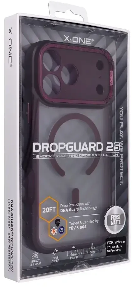 Dėklas X-ONE Dropguard 2S compatible with MagSafe for iPhone 18 Pro Max / 17 Pro Max dark cherry
