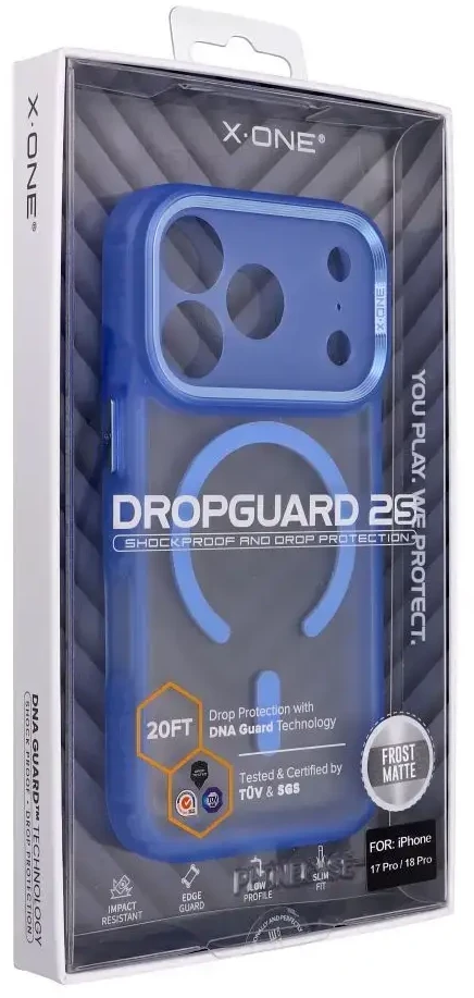 Dėklas X-ONE Dropguard 2S compatible with MagSafe for iPhone 18 Pro / 17 Pro light mėlynas