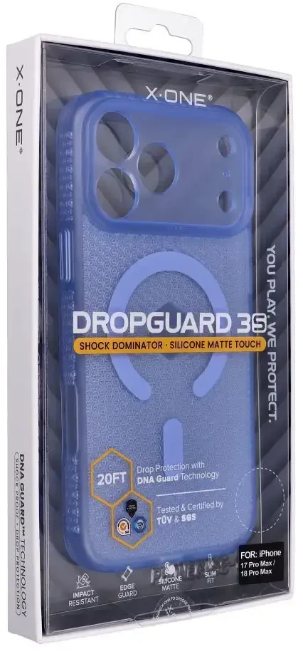 Dėklas X-ONE Dropguard 3S Shock Dominator compatible with MagSafe for iPhone 18 Pro Max / 17 Pro Max light mėlynas