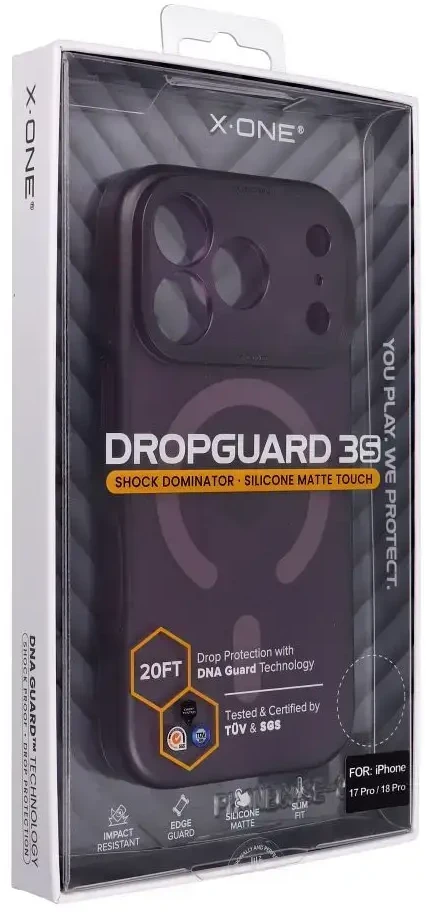 Dėklas X-ONE Dropguard 3S Shock Dominator compatible with MagSafe for iPhone 18 Pro / 17 Pro dark cherry
