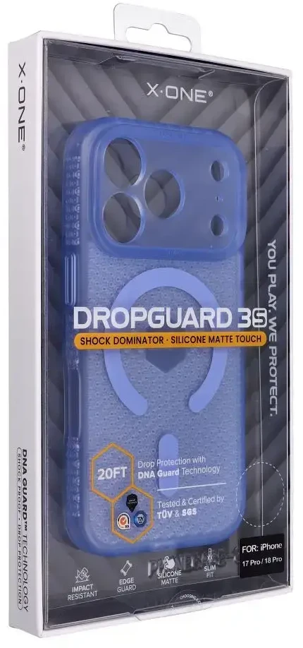 Dėklas X-ONE Dropguard 3S Shock Dominator compatible with MagSafe for iPhone 18 Pro / 17 Pro light mėlynas