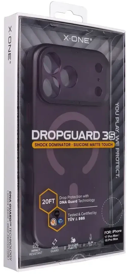 Dėklas X-ONE Dropguard 3S Shock Dominator compatible with MagSafe for iPhone 18 Pro Max / 17 Pro Max dark cherry