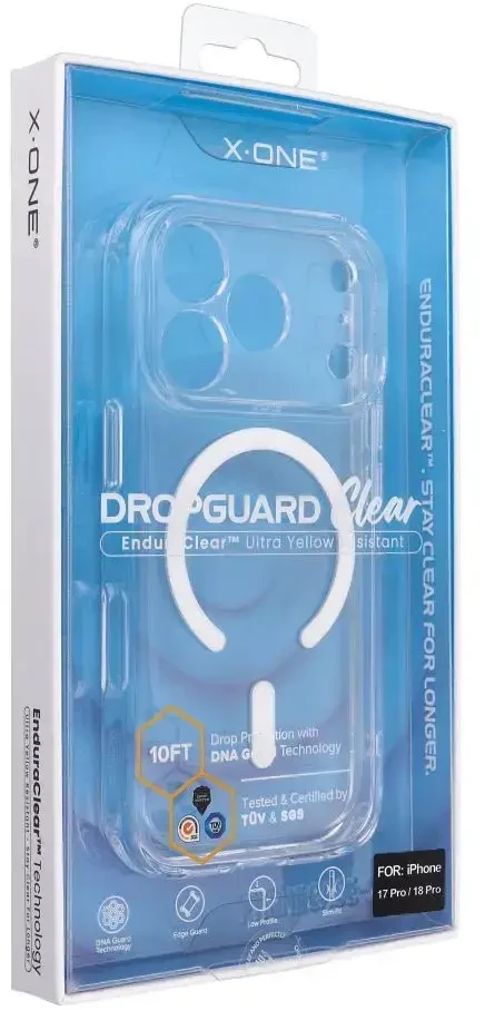 Dėklas X-ONE Dropguard Clear compatible with MagSafe for iPhone 18 Pro / 17 Pro transparent