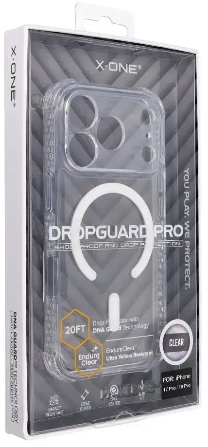 Dėklas X-ONE Dropguard Pro compatible with MagSafe for iPhone 18 Pro / 17 Pro transparent