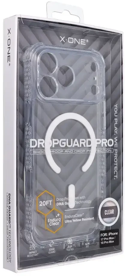 Dėklas X-ONE Dropguard Pro compatible with MagSafe for iPhone 18 Pro Max / 17 Pro Max transparent